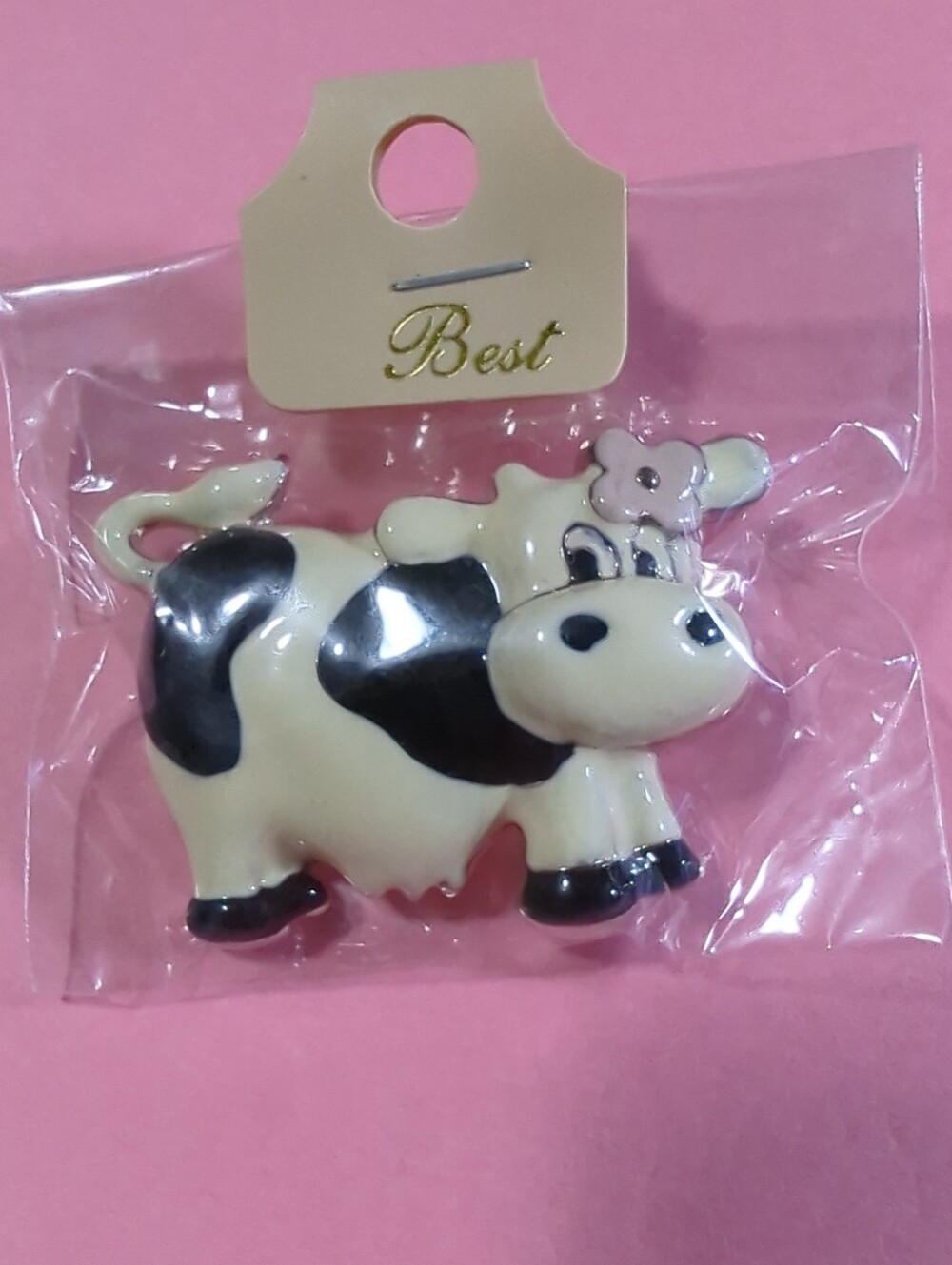 Best Enamel Cow Pin/Brooch Quality Black & White New With Tags